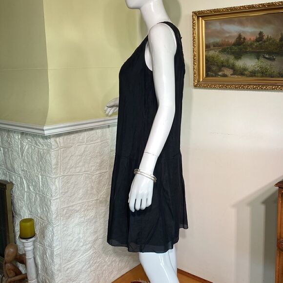 Bruuns Bazaar Copenhagen LBD Silk & Cotton Blend Black Dress - Picture 7 of 12